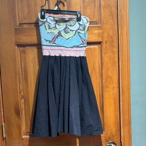 Strapless Floral Dress - Black and Blue❤️